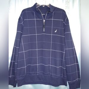 Nautica Mens XL 1/4 Zip Navy Blue Pullover Long Sleeve